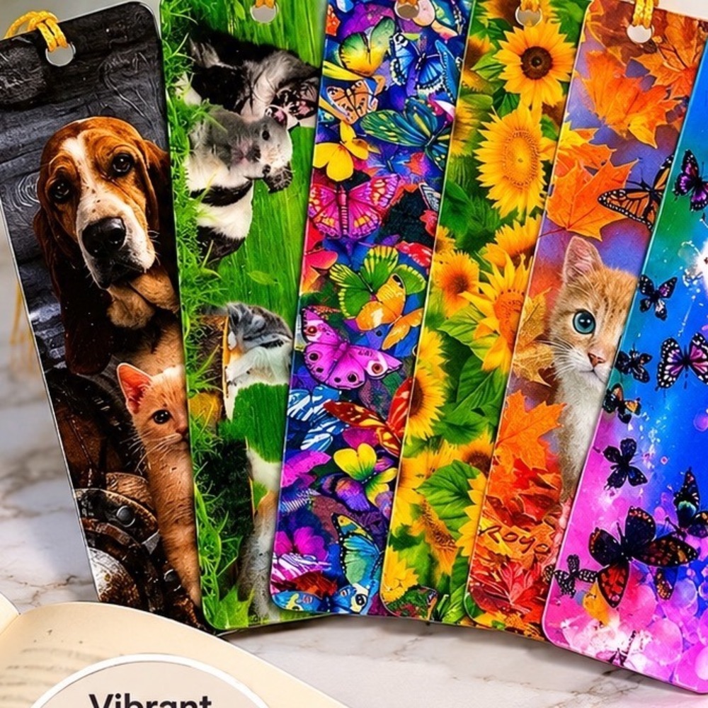Advanced 3D Bookmarks Lot of 6 Lenticular Animals Butterflies Sunflowers Tassels
